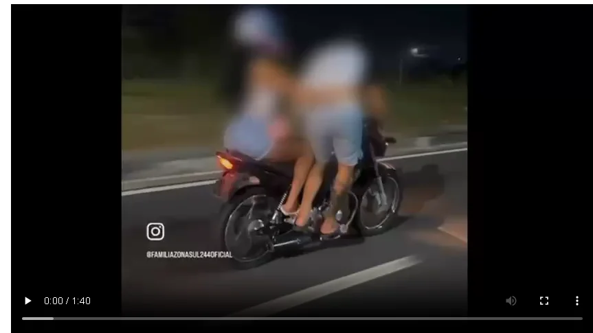 Momento exato em que jovem morre ao cair de moto durante 'grau' em Manaus