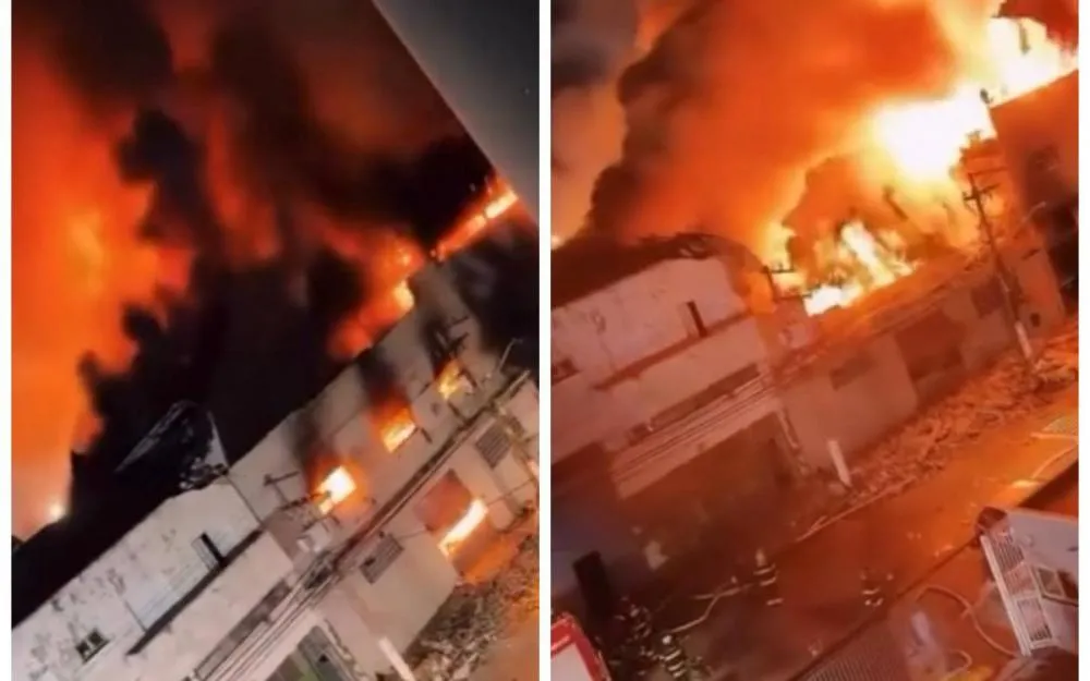 Incêndio de grandes proporções destrói fábrica no Brás