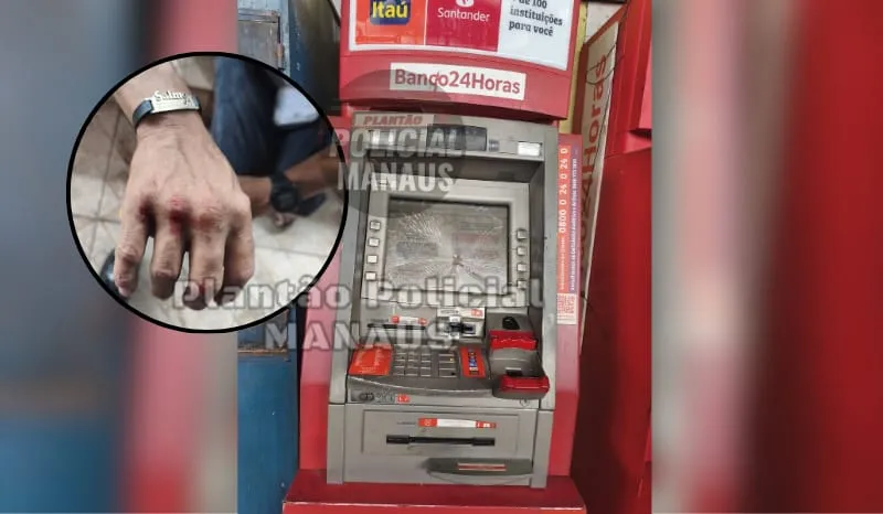 Homem é preso após destruir caixa eletrônico em Manaus