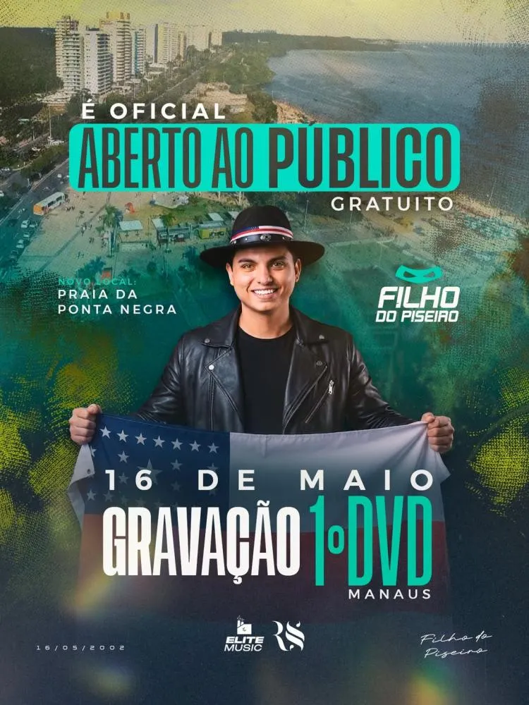 Cantor Filho do Piseiro anuncia gravação de DVD na Ponta Negra em Manaus