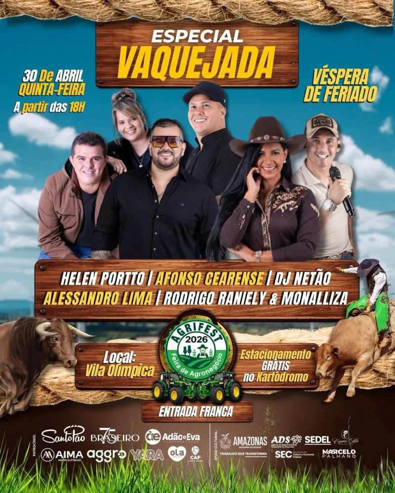 Agrifest começa em Manaus com rodeio gratuito e gravação de Hellen Porto