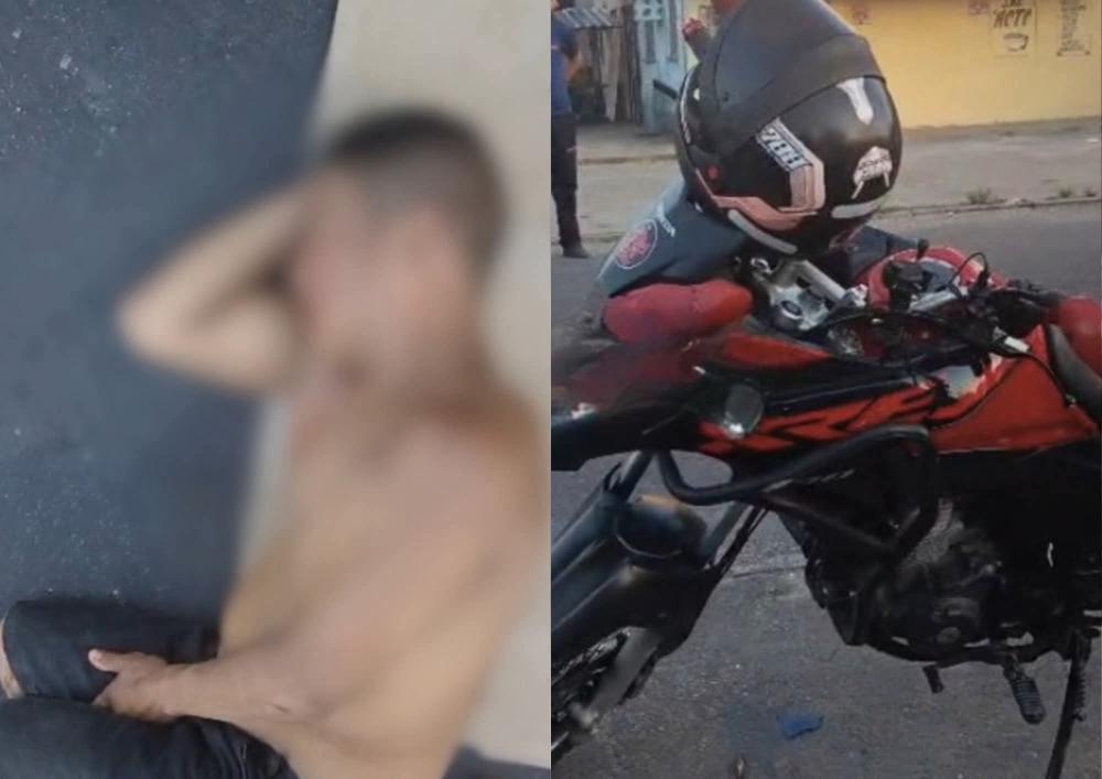 Motociclista fica ferido após colisão no Jorge Teixeira