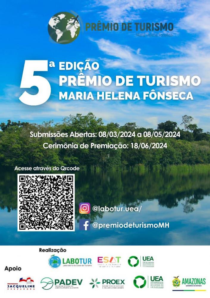 Inscrições para Prêmio de Turismo Maria Helena Fonseca, da UEA, seguem até o dia 8 de maio