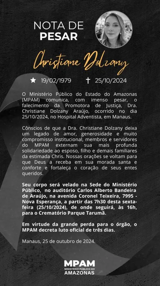 NOTA DE PESAR - MINISTÉRIO PÚBLICO DO ESTADO DO AMAZONAS