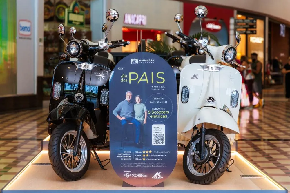 Campanha de Dia dos Pais do Manauara Shopping exalta a paternidade responsável e sorteia cinco scooters elétricas