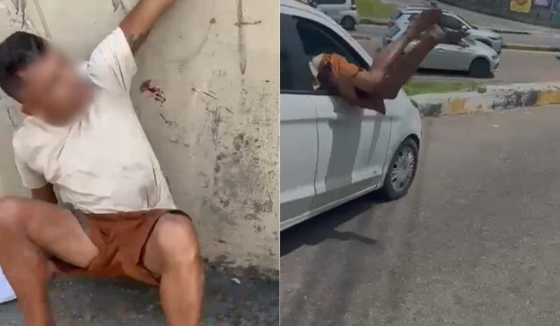 Suspeito de furto é espancado e tenta fuga inusitada